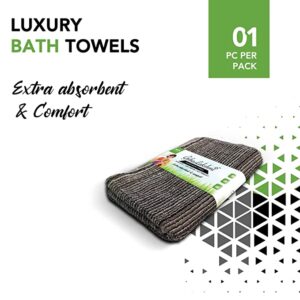 Grihalakshmi Ultrasoft 550gsm Bath Towel Bamboo Feel 54 x 27 inches Multipurpose Quick Dry Lightweight for Beach, Pool spa, Yoga, Camping- (Grey Striped) - Image 5