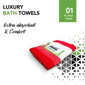 Grihalakshmi Ultrasoft 550gsm Bath Towel Bamboo Feel 54 x 27 inches Multipurpose Quick Dry Lightweight for Beach, Pool spa, Yoga, Camping- (Red Stripes) - Image 4