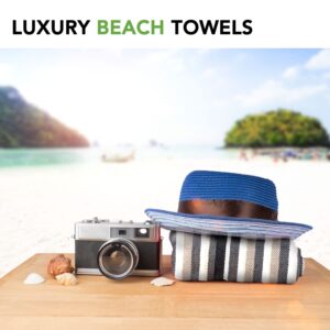 GrihaLakshmi Ultrasoft 600gsm 32 x 64 in Bamboo Feel Multipurpose Quick Dry Sand Free Lightweight Large Towel for Beach, Pool spa, Yoga, Camping (Stripes) - Image 4